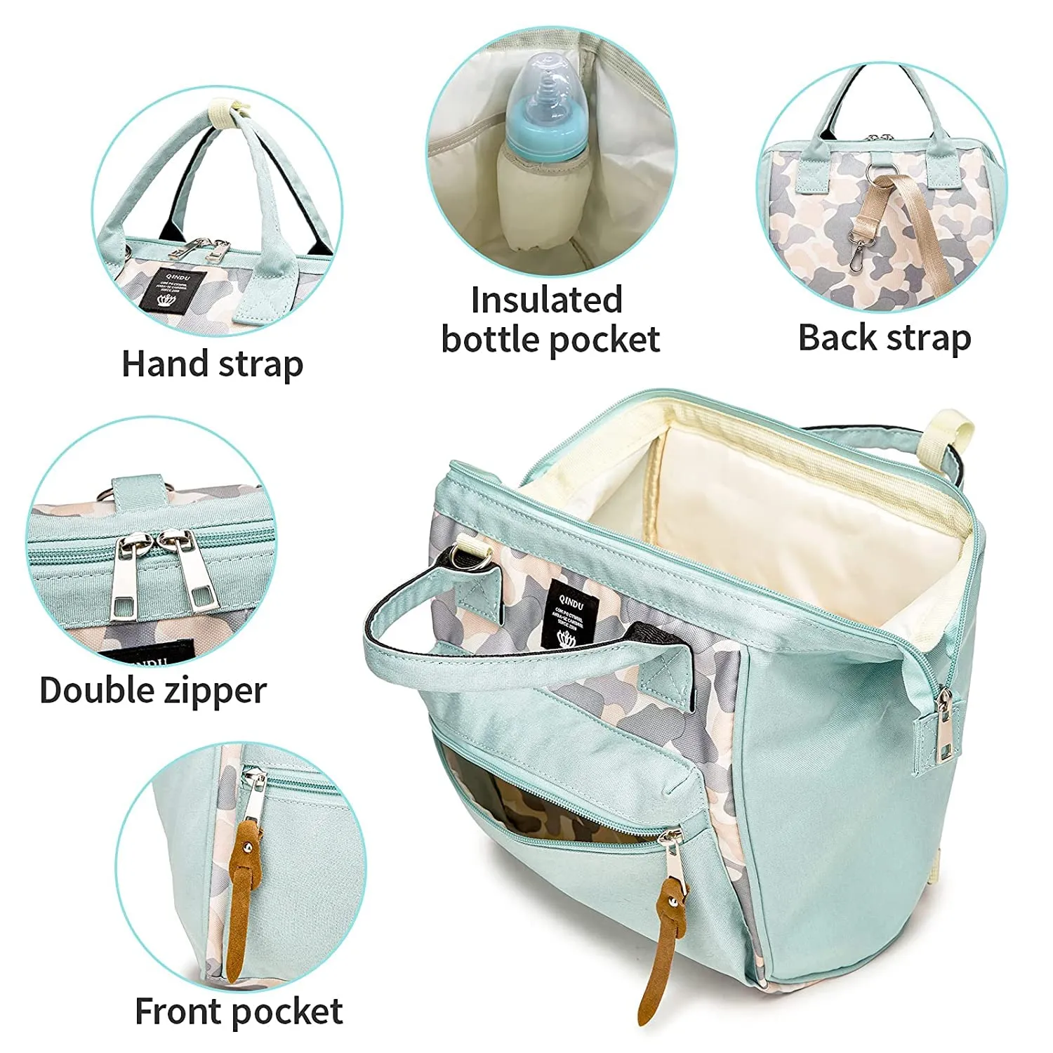 VISMIINTREND Mini Small Diaper Bags for Baby Boys and Girls | Newborn Mother Handbag | Convertible | Tote | Sling | Backpack | Detachable Belt | Stylish | Water Resistant | New Parents Gifts