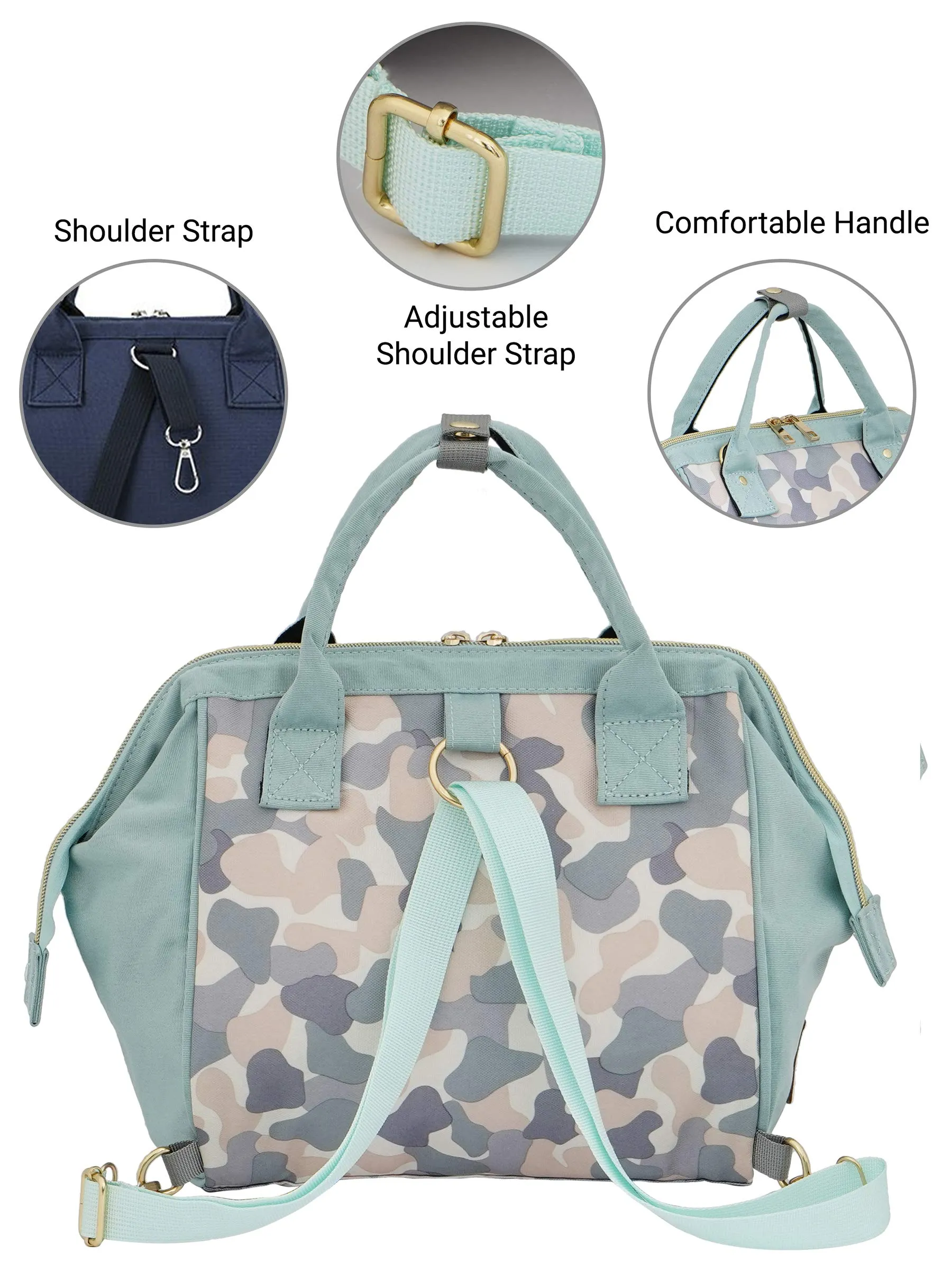 VISMIINTREND Mini Small Diaper Bags for Baby Boys and Girls | Newborn Mother Handbag | Convertible | Tote | Sling | Backpack | Detachable Belt | Stylish | Water Resistant | New Parents Gifts