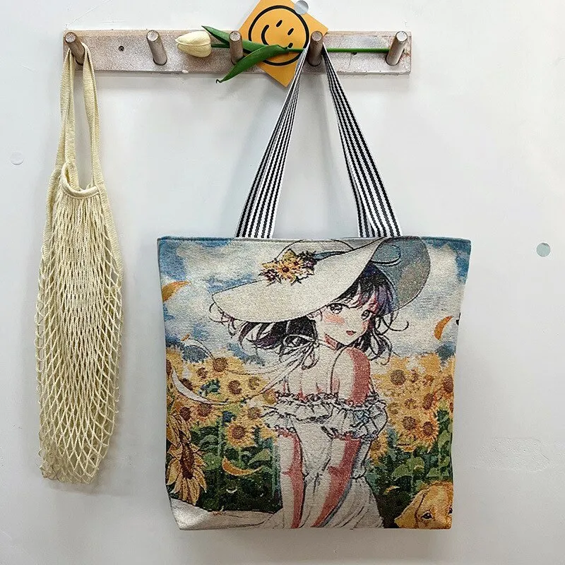 Wenkouban Women Canvas Shoulder Bag London Books Print Ladies Casual Handbag Tote Bag Reusable Large Capacity Cotton Shopping Beach Bag