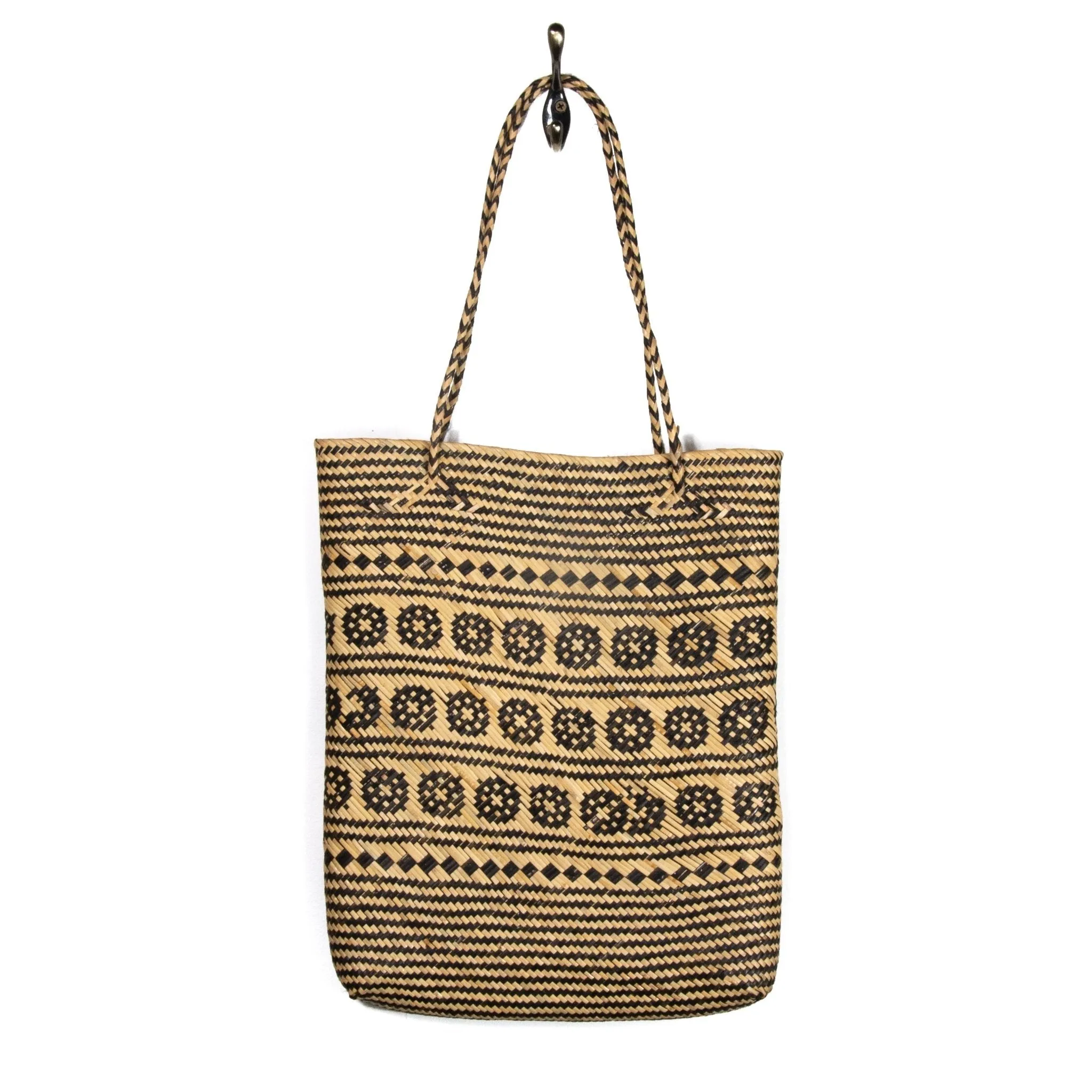 Wheel Pattern Rattan Tote