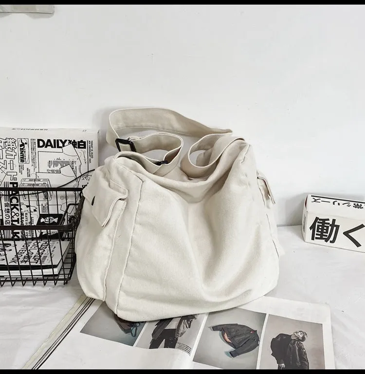 Women Men Crossbody Bag Canvas Hobo Bag  Casual Large Tote Bag