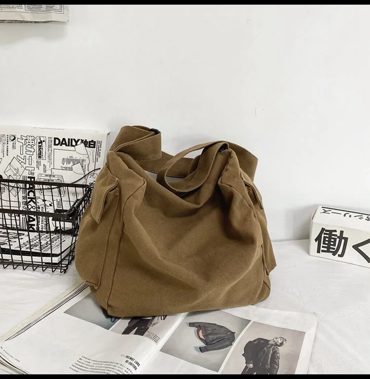 Women Men Crossbody Bag Canvas Hobo Bag  Casual Large Tote Bag