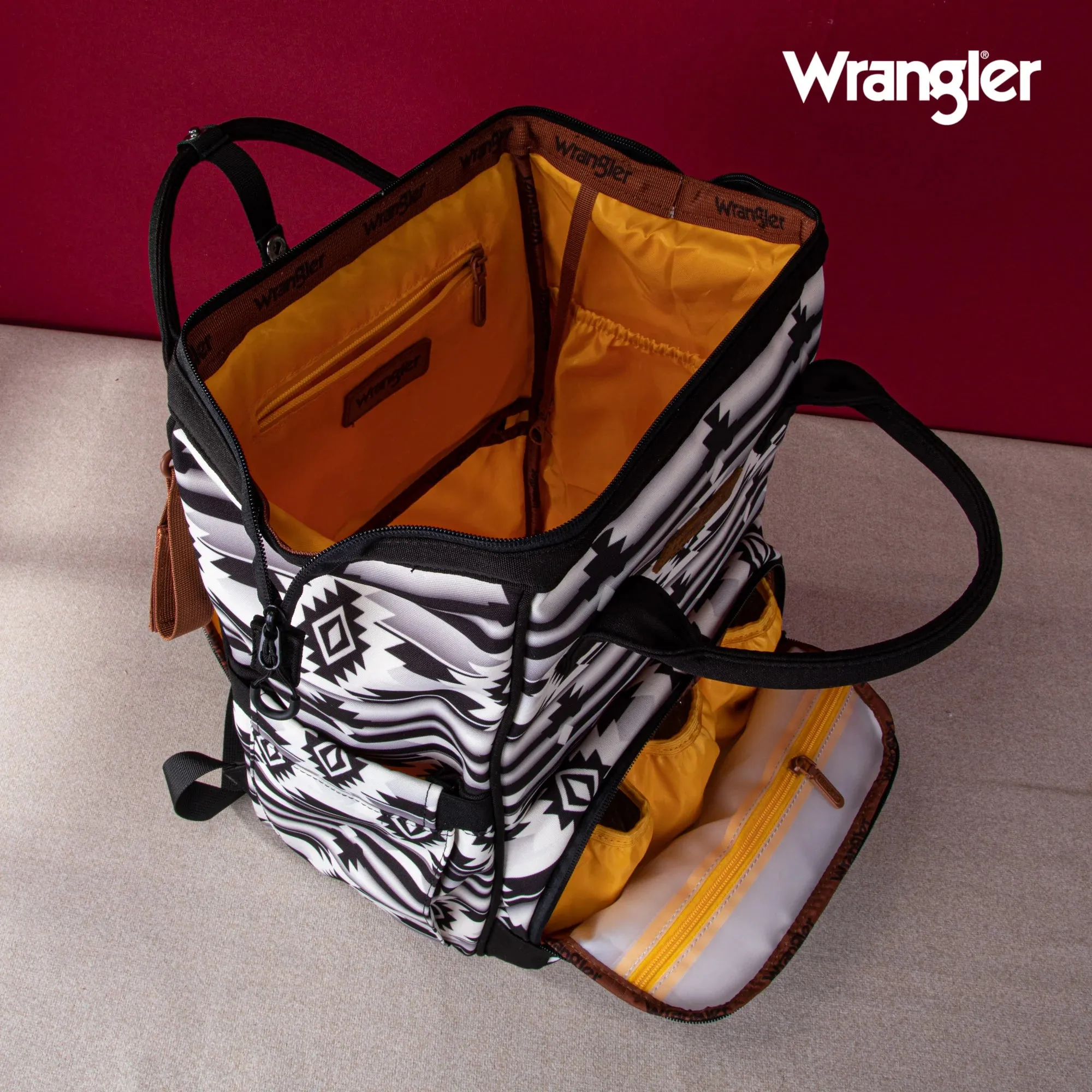 Wrangler Aztec Print Callie Backpack in Black & White