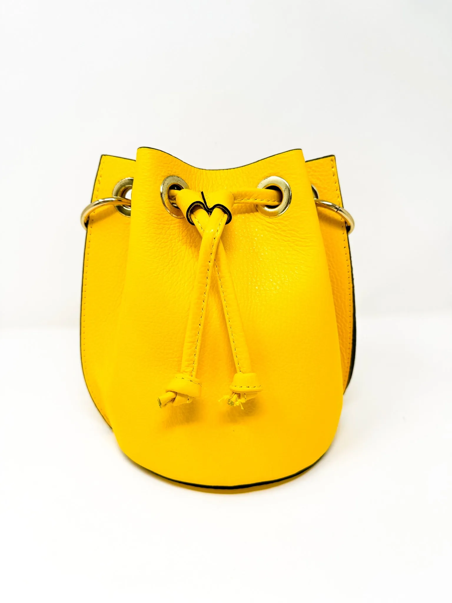 Yellow Leather Bucket Bag