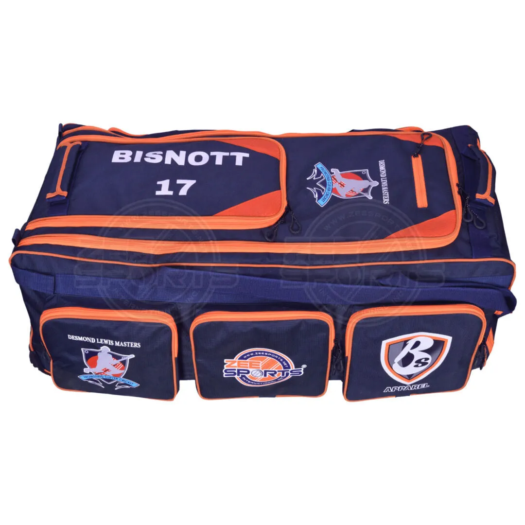 Zee Sports Kit Bag Team Customized Wheelie Kit Bag - Orange Blue