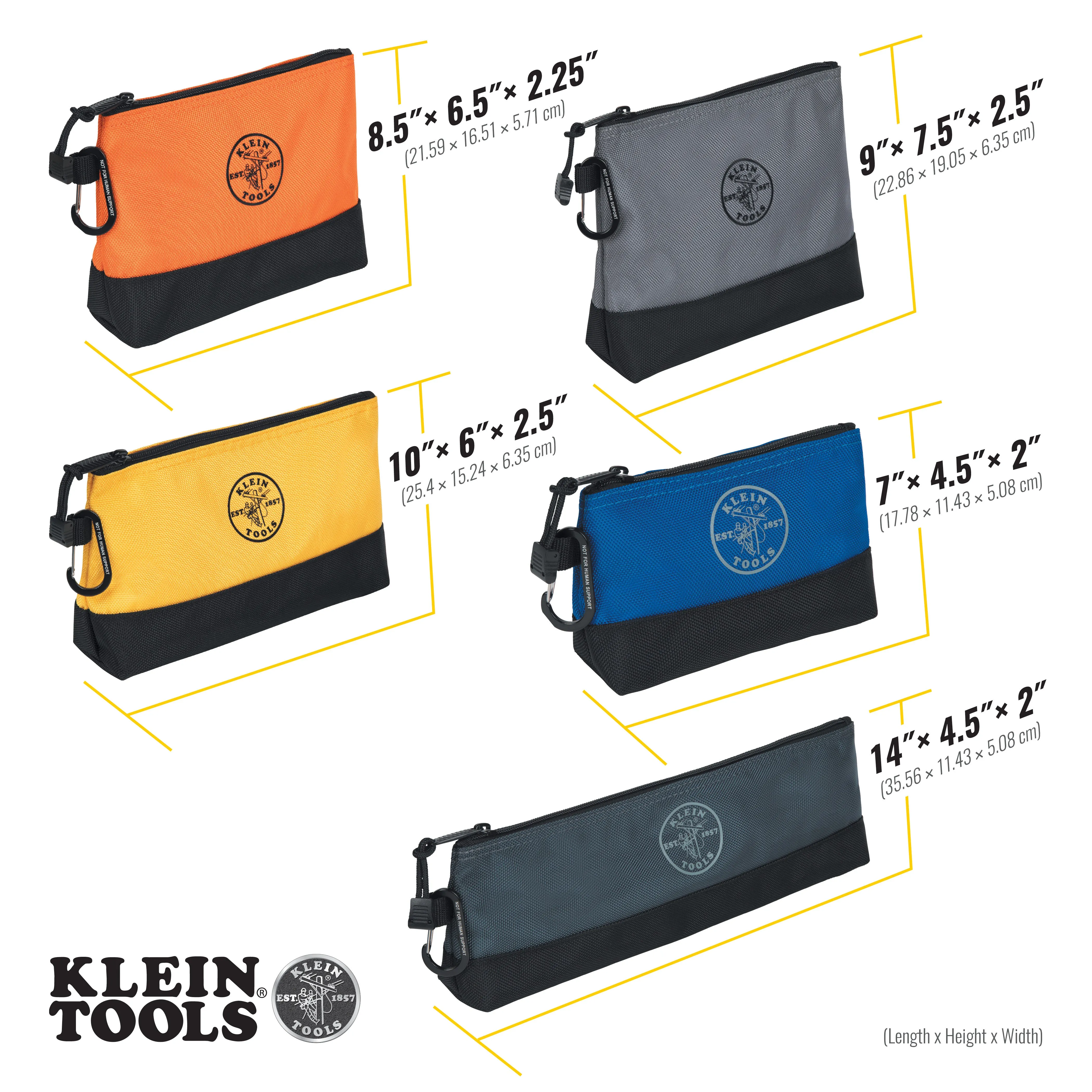 Zipper Bag - Klein Tools Stand-Up Zipper Bags, 5-Pack, 55569